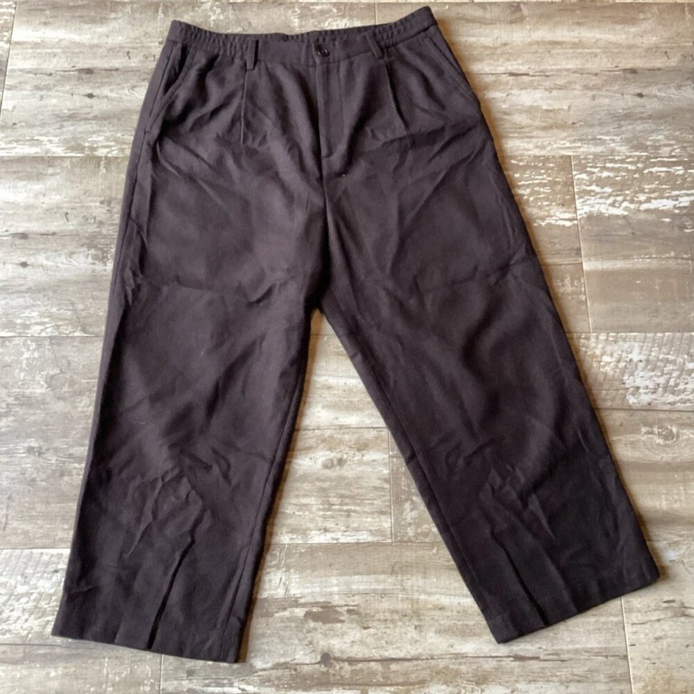 ZARA Wool High Waist Brown Cropped Pants Women’s 36